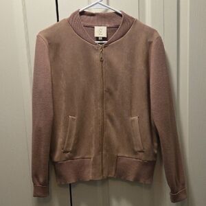 Sioni Suede Ans Sweater Bomber Jacket  Knit Top